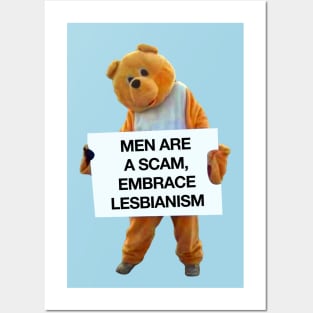 Men Are A Scam, Embrace Lesbianism - Funny WLW Meme Posters and Art